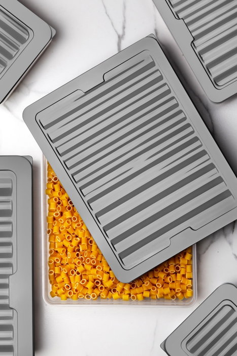 Hermia Juego de Cajas de Almacenamiento MDFRSB-2-9, Set de 9 Piezas de Plástico Gris para Cocina y Despensa